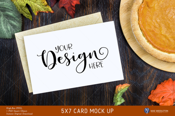 Download 5x7 Card Mock Up, Thanksgiving Pumpkin Pie Styled Photo - Premium Resources