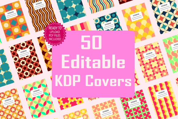 Download KDP Cover Bundle, 50 Editable Notebook - Cover Collection