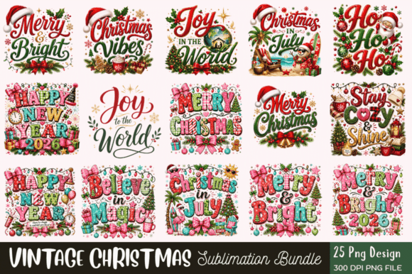 Download Vintage Christmas Sublimation PNG Bundle - Vintage Collection