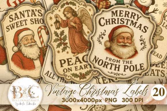 Download Vintage Christmas Labels Clipart PNG - Vintage Collection